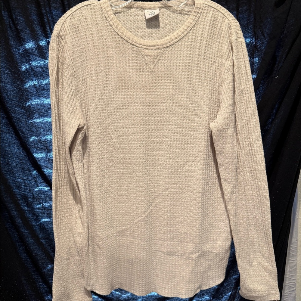 Cream Waffle Knit Long Sleeve Top